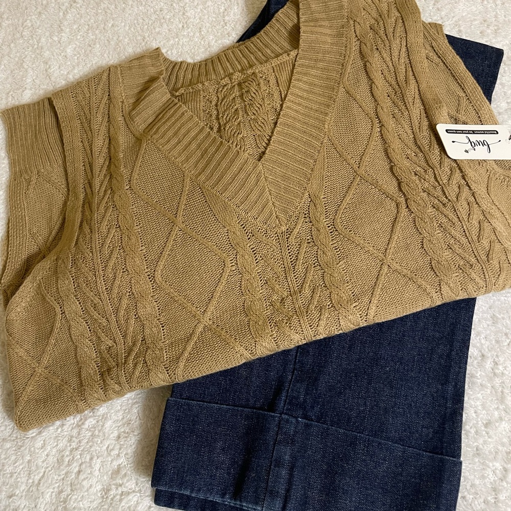 BWQ Women’s Oversized Sweater Vest V-Neck Sleeveless